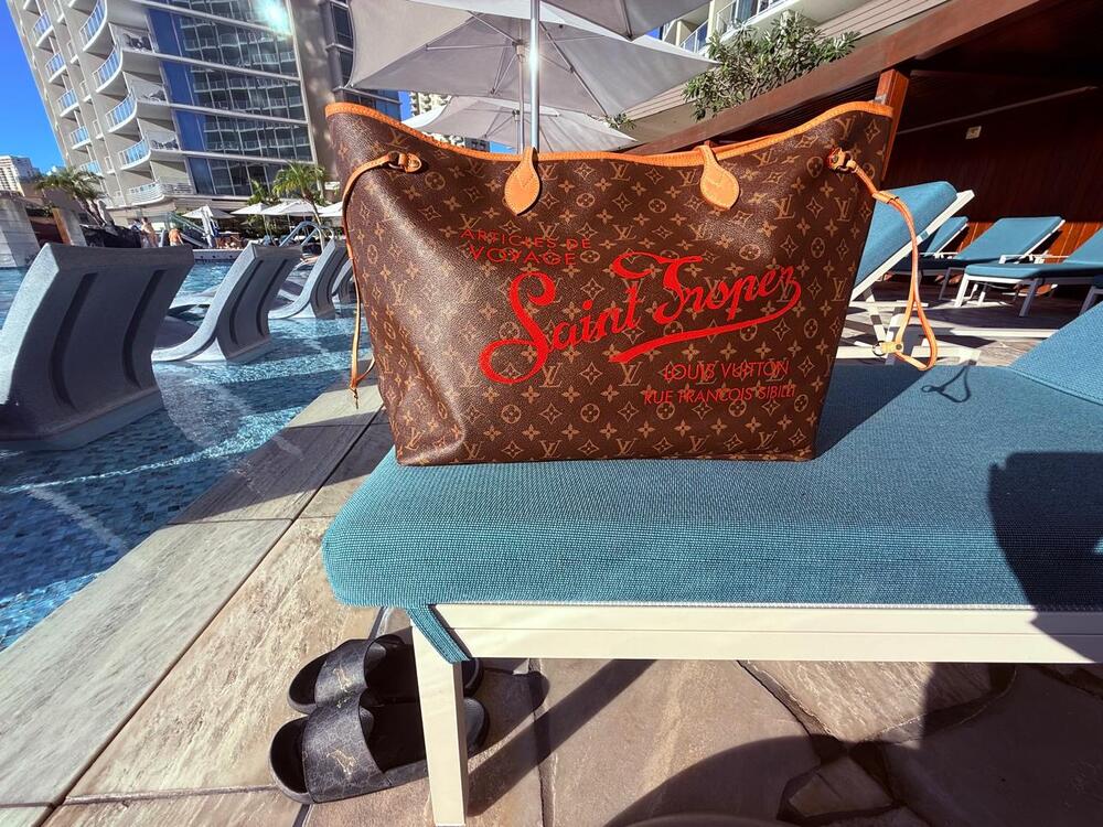 Louis Vuitton ST TROPEZ Neverfull GM Red Large Shoulder Resort BAG Tote LTD RARE